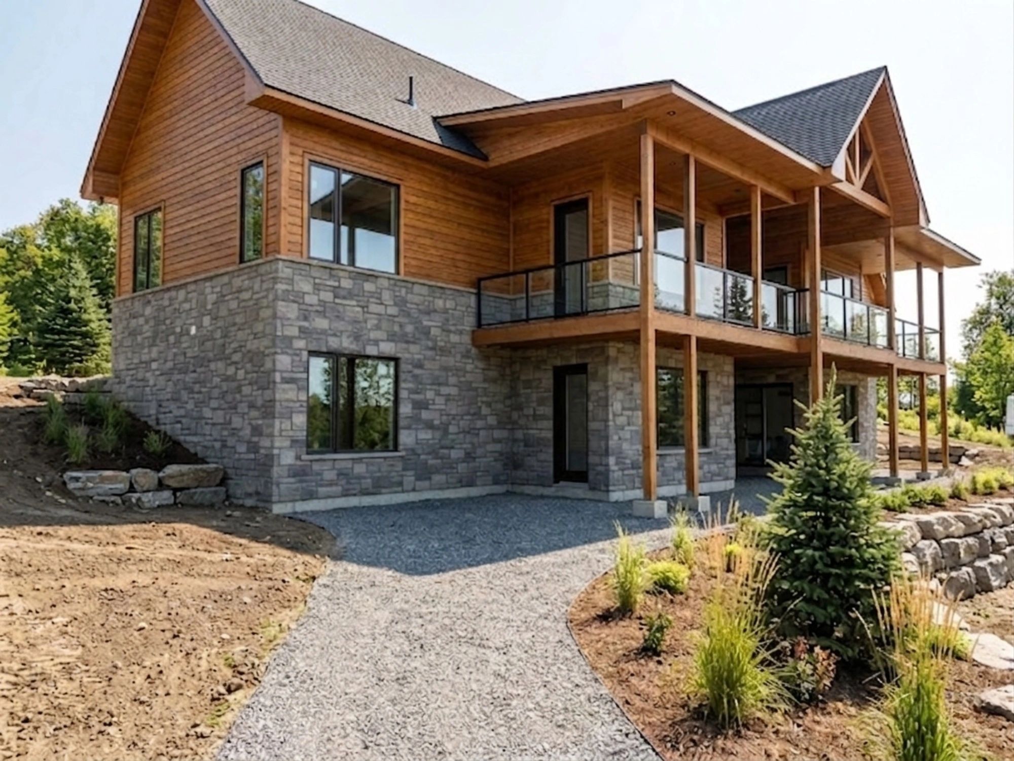 Stone and wood home exterior — A1 Creative Masonry