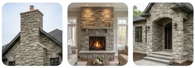 Chimney, fireplace, and stone archway — A1 Creative Masonry