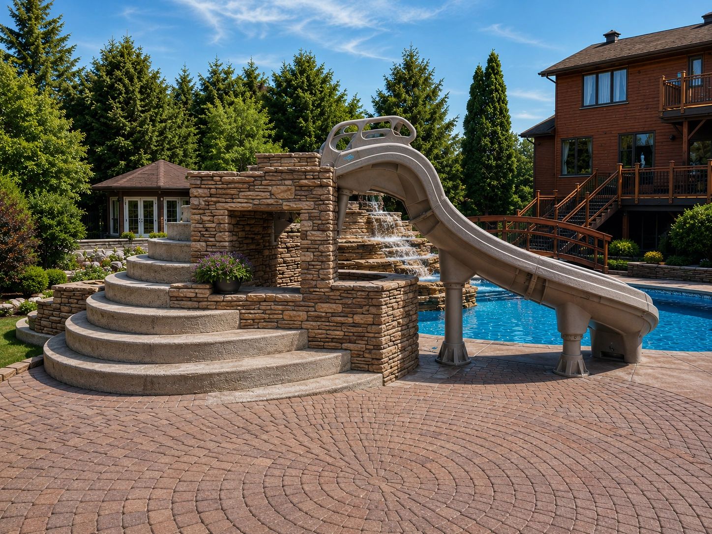 Stone pool slide and masonry — A1 Creative Masonry