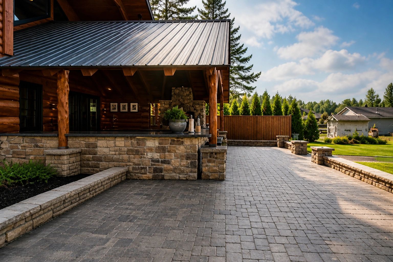 Stone cabin with covered porch — A1 Creative Masonry